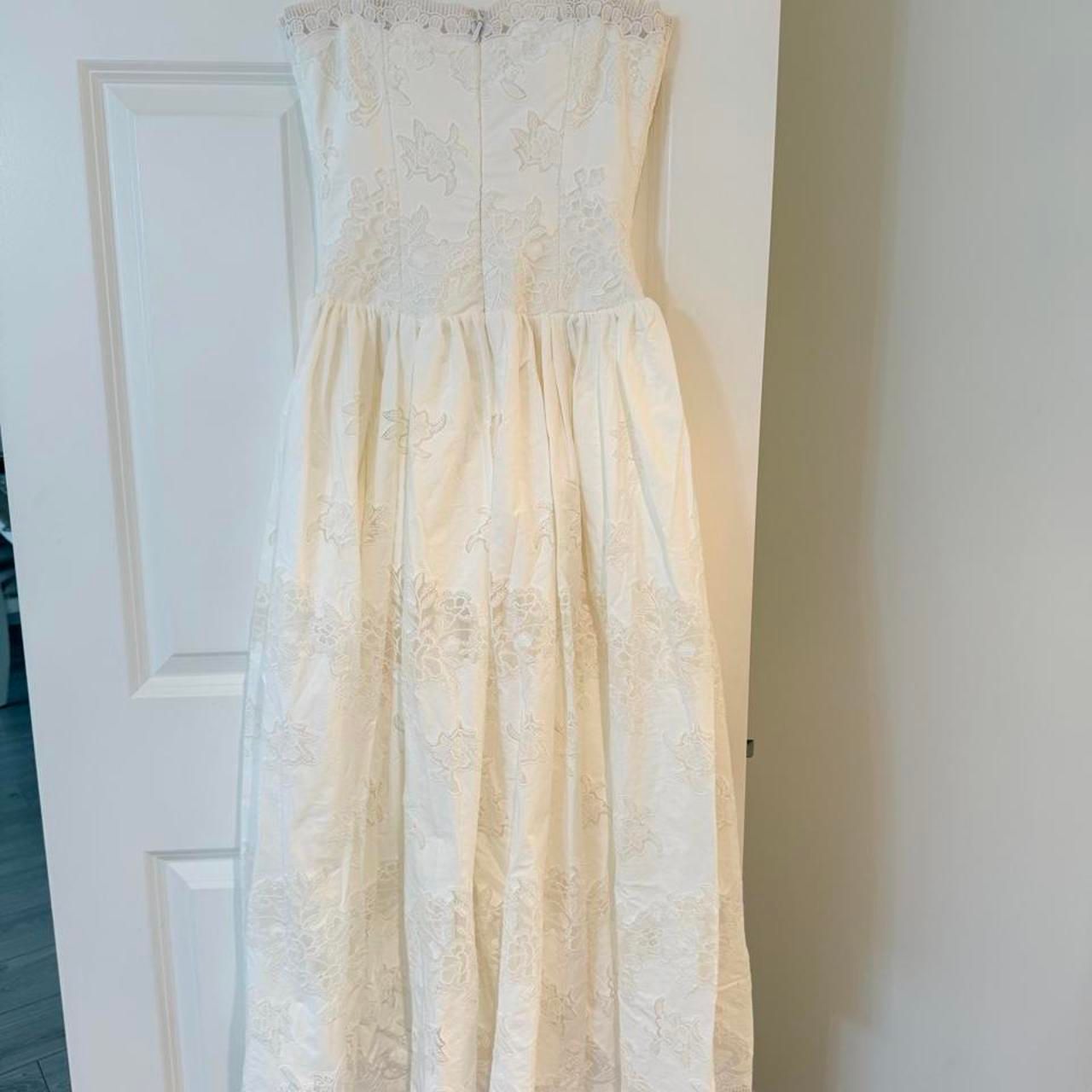 House Of Cb Chloe White Custom Lace Cotton Midi Sundress Size Large Cup A/C Nwot — image 7 of 7